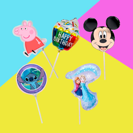 GLOBOS PALITO CON VALVULA AUTO-INFLABLES DE  LICENCIAS Y GENERICOS