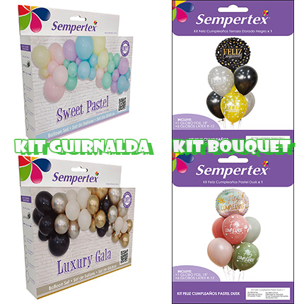 KIT GUIRNALDAS Y KIT BOUQUET GLOBOS LATEX Y FOIL