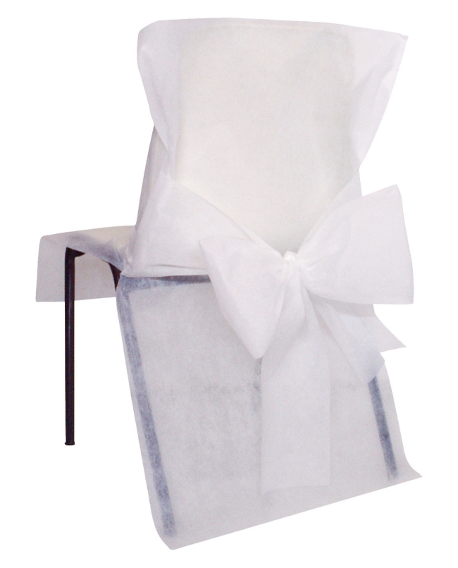 Funda Silla Lazo Blanco 50X95cm Tejido No Tejido Poliester ***OFERTA DTO NO ACUMULABLE