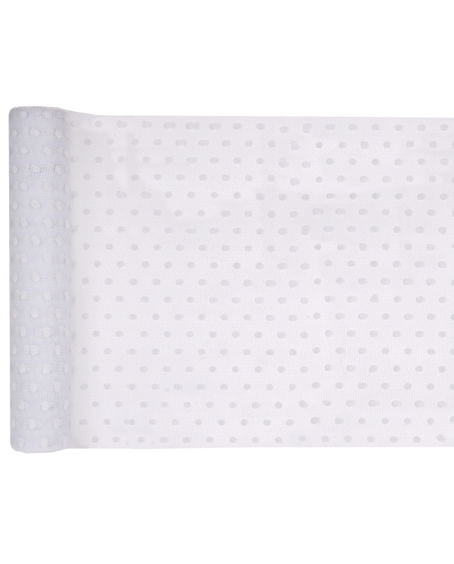 Camino Mesa Lunares Blanco 30cm X 5m Poliester ***OFERTA DTO NO ACUMULABLE