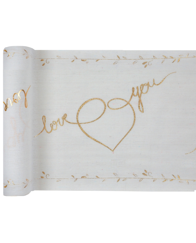 Camino Mesa Love You Oro 28cm x 3m Algodon ***OFERTA DTO NO ACUMULABLE