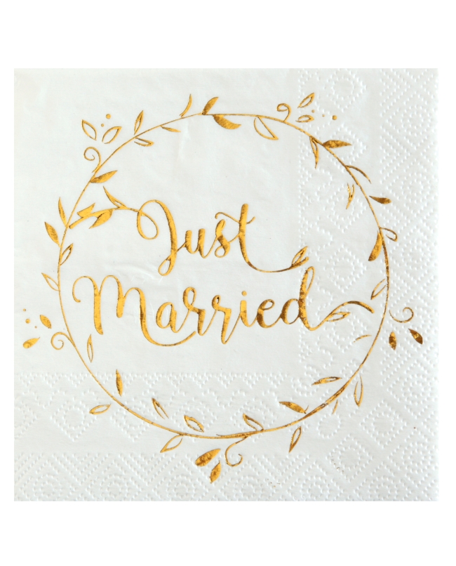 Servilletas Just Married Oro 25X25cm Papel 3 capas ***OFERTA DTO NO ACUMULABLE