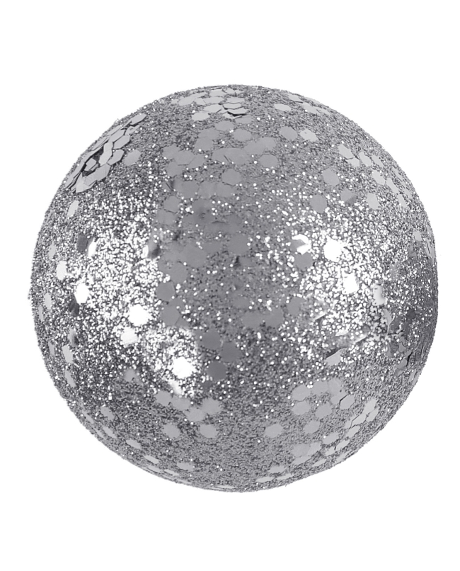 Deco. Bola Brillante Plata 3,4 y 6cm Poliester ***OFERTA DTO NO ACUMULABLE