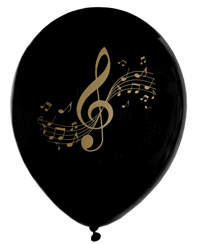 Globos Latex Musica Oro Negro 23cm Latex ***OFERTA DTO NO ACUMULABLE