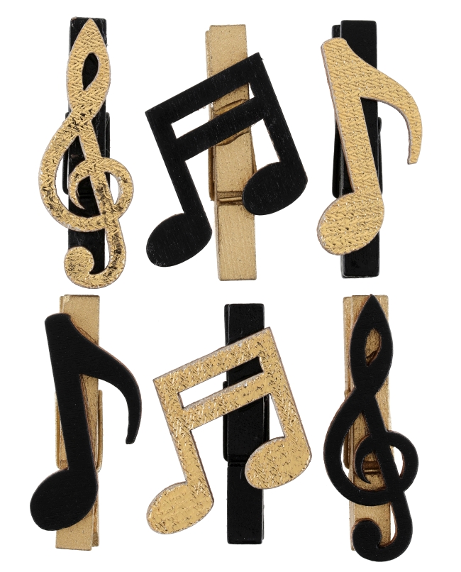 Pinzas Musica Oro Oro 4X5cm Madera ***OFERTA DTO NO ACUMULABLE