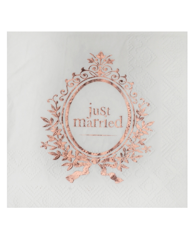 Servilletas Just Married Rosa 25X25cm Papel 3 capas ***OFERTA DTO NO ACUMULABLE