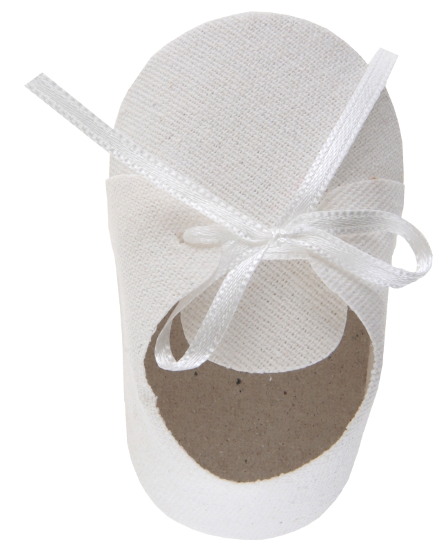 Zapatito Blanco 8.5X4.5X3cm Algodon Y Saten ***OFERTA DTO NO ACUMULABLE