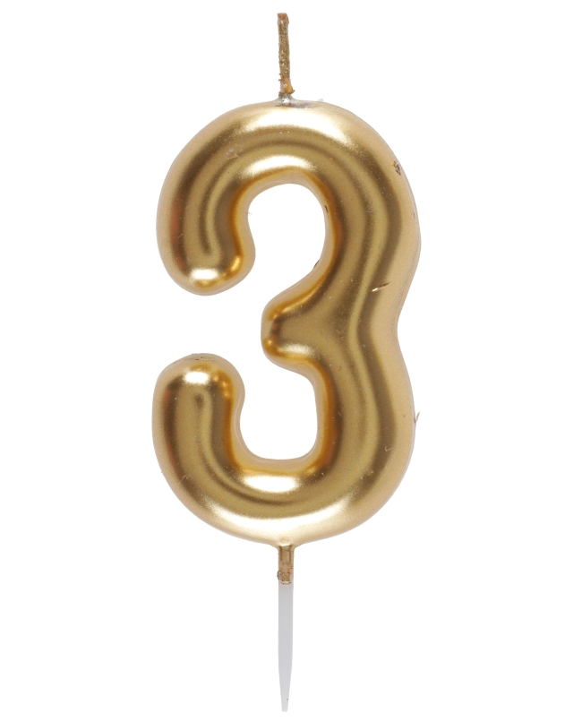 Vela Oro Numero 3 4X9cm Parafina Y Plastico ***OFERTA DTO NO ACUMULABLE