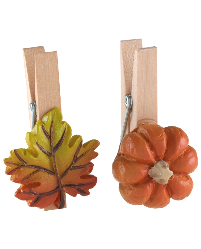 Pinzas Otoño 4.5X5.4X5cm Madera Y Poliesterrresina ***OFERTA DTO NO ACUMULABLE