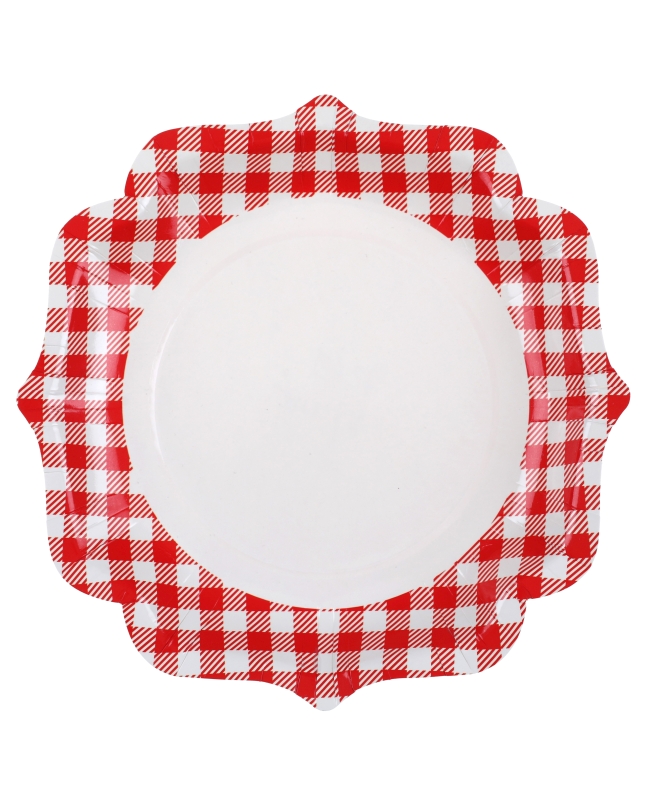 Platos Vichy Rojo 21X21cm Carton ***OFERTA DTO NO ACUMULABLE