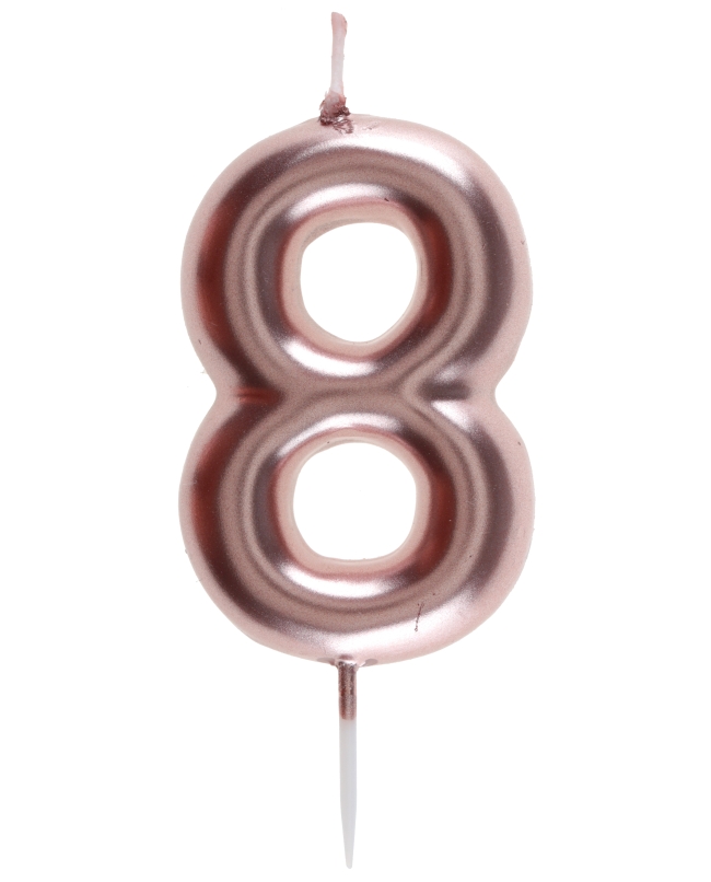 Vela Rosa Mtl Numero 8 4X9cm Parafina Y Plastico ***OFERTA DTO NO ACUMULABLE