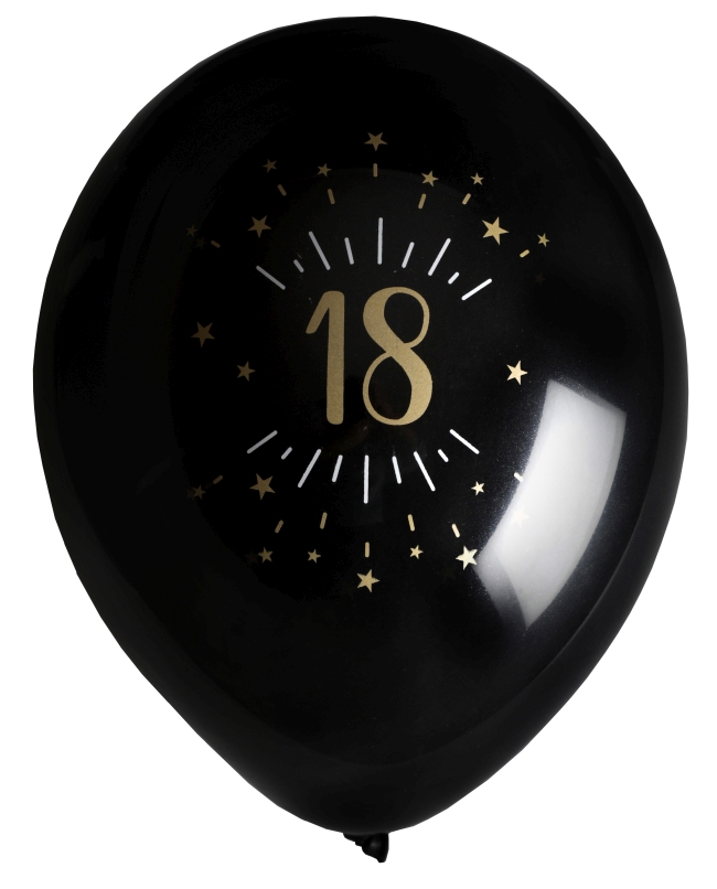 Globos Latex Negro Numero 18 23cm Latex ***OFERTA DTO NO ACUMULABLE