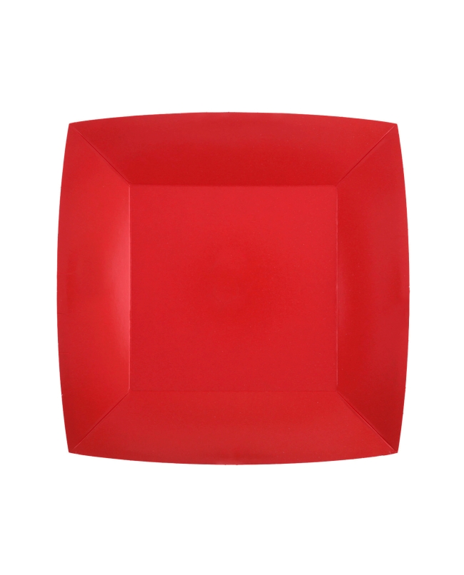 Platos cuadrado peque&ntilde;o Rojo 18x18cm fibra natural 290gr/m2 ***OFERTA DTO NO ACUMULABLE