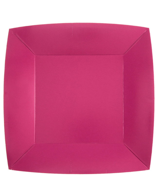 Platos cuadrado grande Fucsia 23x23cm fibra natural 290gr/m2 ***OFERTA DTO NO ACUMULABLE