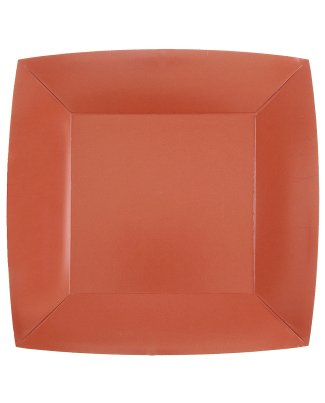 Platos cuadrado grande Terracota 23x23cm fibra natural 290gr/m2 ***OFERTA DTO NO ACUMULABLE