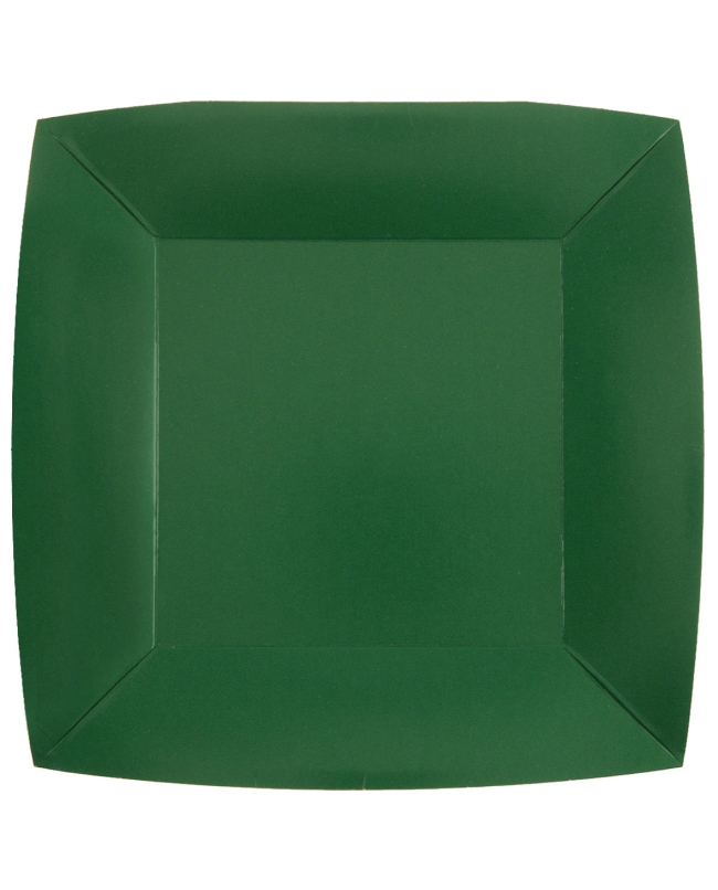 Platos cuadrado grande Verde Oscuro 23x23cm fibra natural 290gr/m2 ***OFERTA DTO NO ACUMULABLE