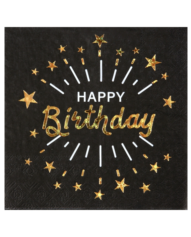 Servilletas Happy Bday Brillante 33X33cm Papel 3 Capas ***OFERTA DTO NO ACUMULABLE