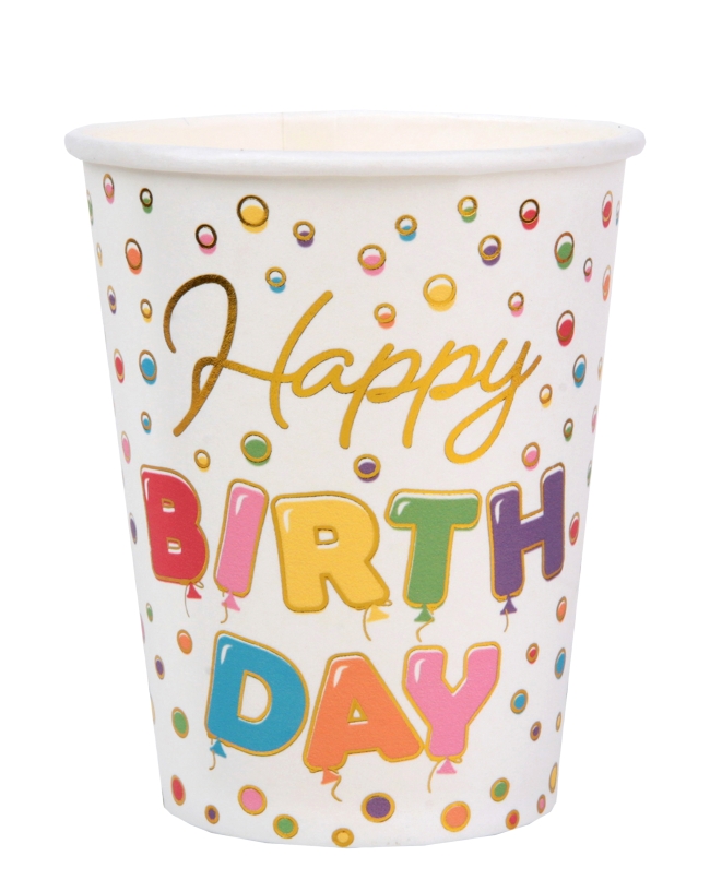 Vasos Happy Bday Globos 7.8 X 9.7cm 27cl Carton ***OFERTA DTO NO ACUMULABLE