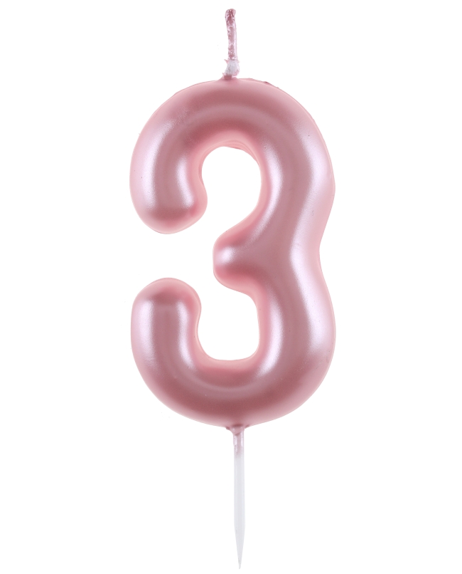 Vela Rosa Pstl Numero 3 4X9cm Parafina Y Plastico ***OFERTA DTO NO ACUMULABLE