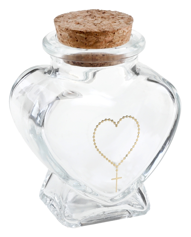 Tarro Corazon Ceremonia Oro 5.5X4X7cm Vidrio Y Corcho ***OFERTA DTO NO ACUMULABLE