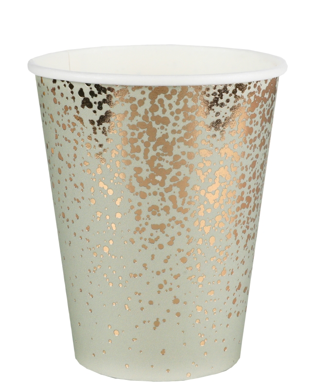 Vasos Confeti Oro Verde Oliva 7.8X9.7cm 27cl Carton ***OFERTA DTO NO ACUMULABLE