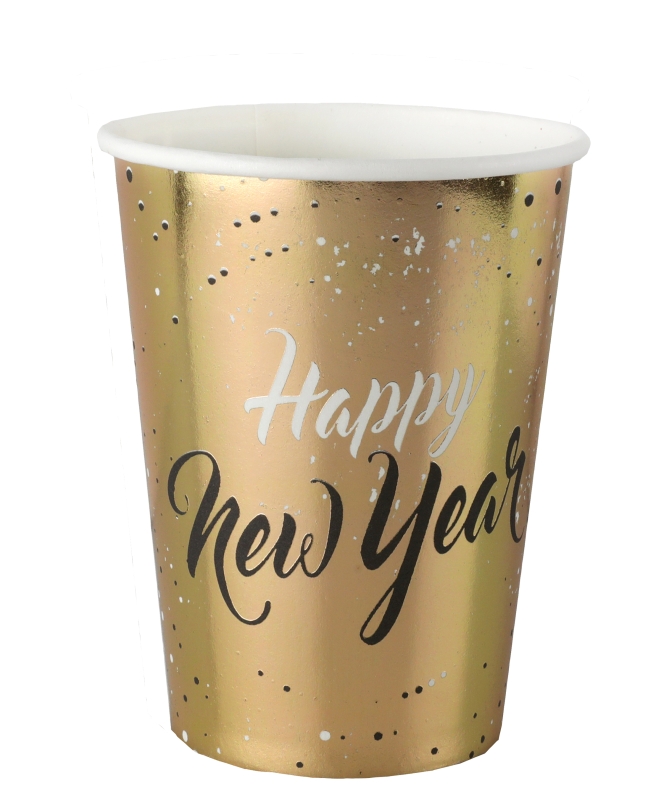 Vasos Happy New Year Oro 7.8X9.7cm 27cl Carton ***OFERTA DTO NO ACUMULABLE