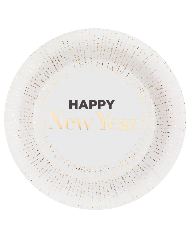 Platos Happy New Year Blanco 22.5cm Carton ***OFERTA DTO NO ACUMULABLE