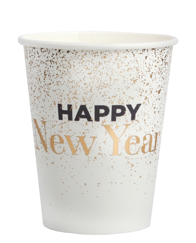 Vasos Happy New Year Blanco 7.8X9.7cm 27cl Carton ***OFERTA DTO NO ACUMULABLE