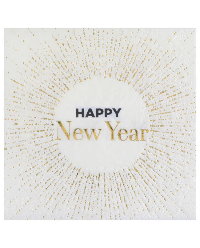 Servilletas Happy New Year Blanco 33X33cm Papel 3 capas ***OFERTA DTO NO ACUMULABLE