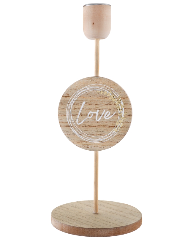 Candelabro Love Natural 10X23.5cm Metal Y Madera ***OFERTA DTO NO ACUMULABLE