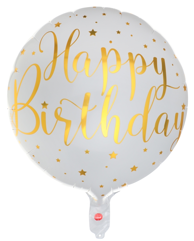 Globo Foil 45cm Happy Bday Blanco Helio 0.015 m3 ***OFERTA DTO NO ACUMULABLE