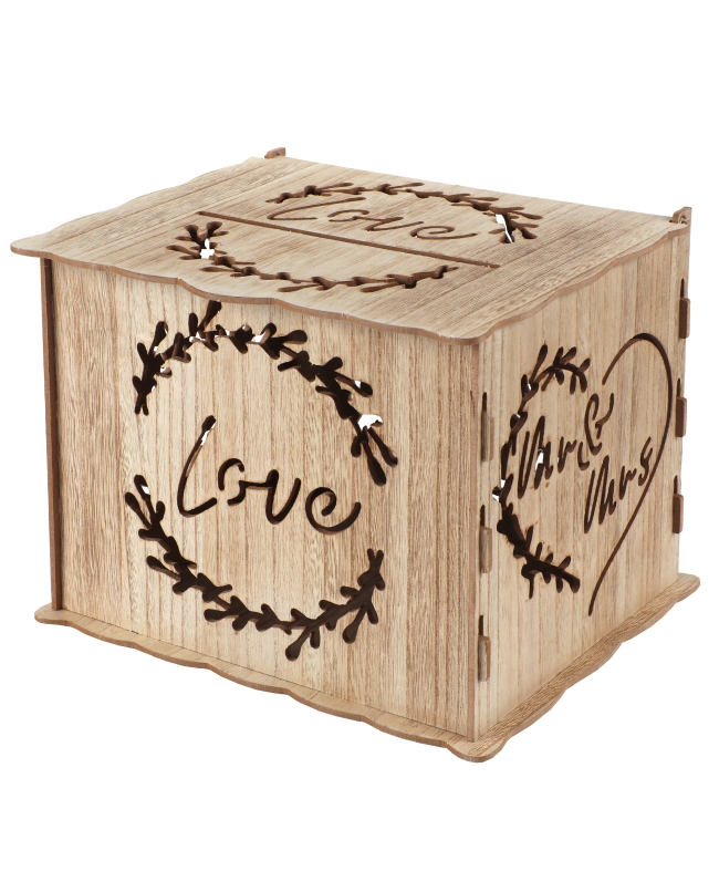 Hucha Just Married Natural 30X24X22cm Madera ***OFERTA DTO NO ACUMULABLE