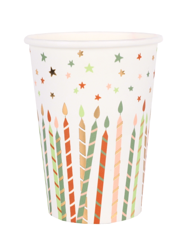 Vasos Cumple Brillante 7.8 9.7cm 27cl Carton ***OFERTA DTO NO ACUMULABLE