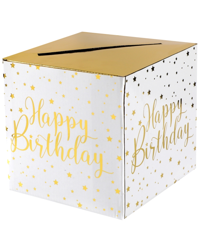 Hucha Happy Bday Blanco 20X20X20cm Carton ***OFERTA DTO NO ACUMULABLE