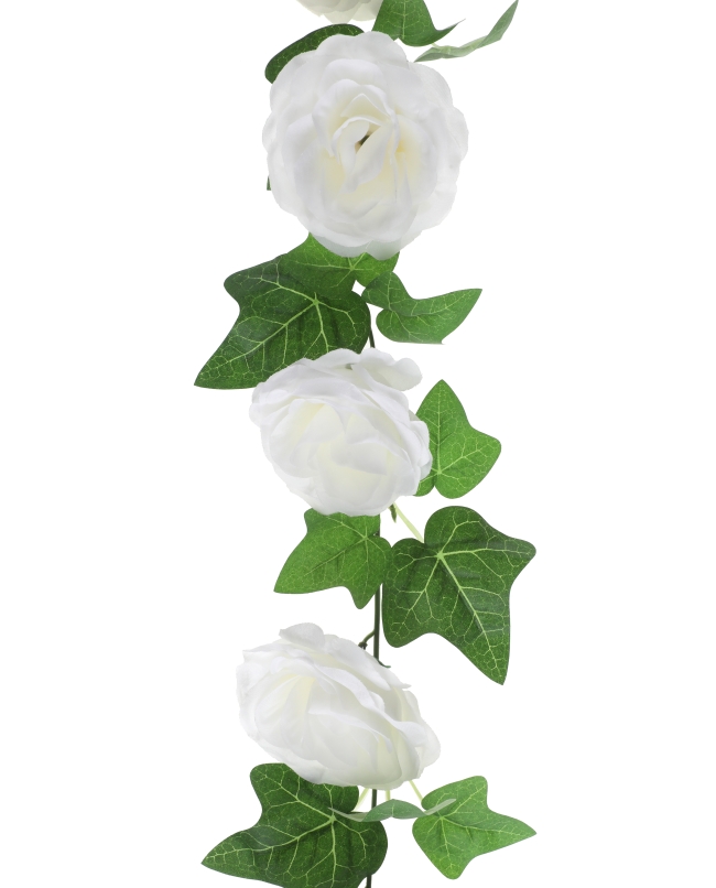 Guirnalda Rosas Blanco 85mm 180cm Poliester ***OFERTA DTO NO ACUMULABLE