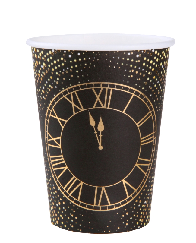 Vasos Reloj Año Nuevo Negro 7.8X9.7cm 27cl Carton ***OFERTA DTO NO ACUMULABLE