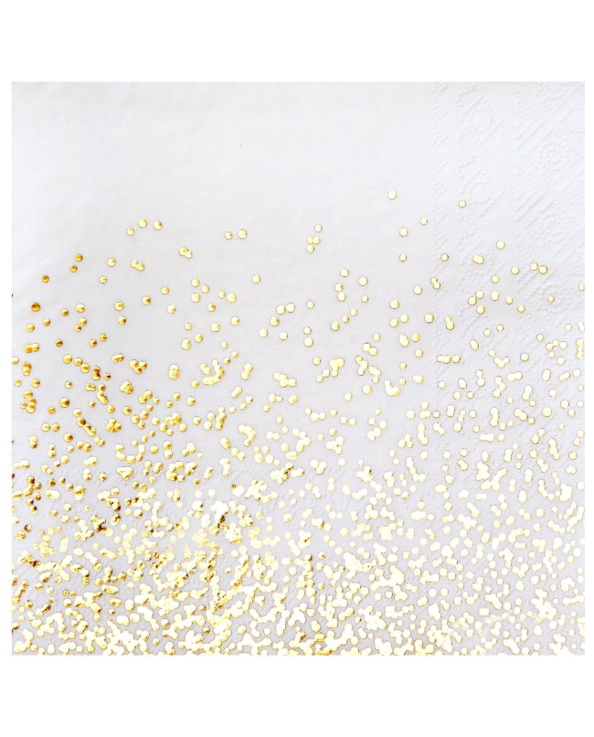 Servilletas Confeti Oro Blanco 33X33cm Papel 3 capas ***OFERTA DTO NO ACUMULABLE