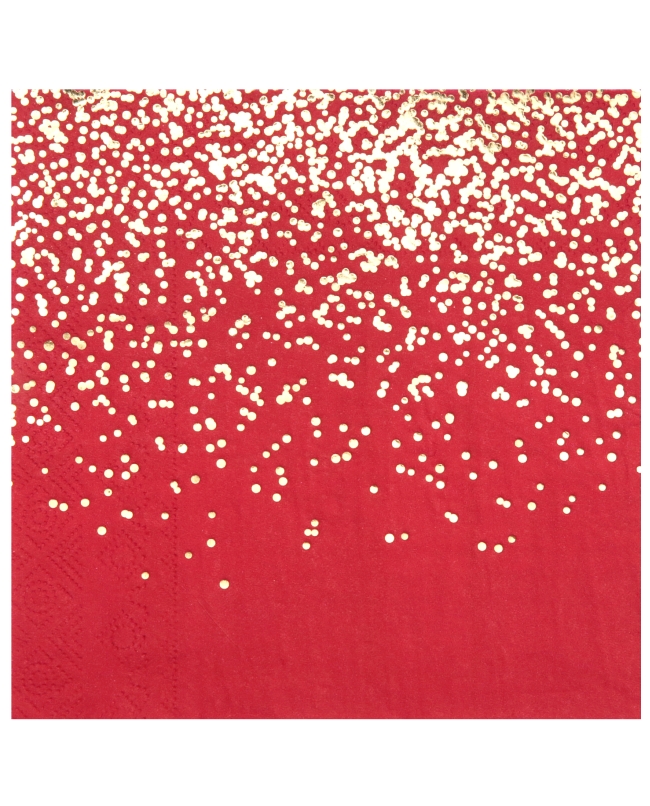 Servilletas Confeti Oro Rojo 33X33cm Papel 3 capas ***OFERTA DTO NO ACUMULABLE