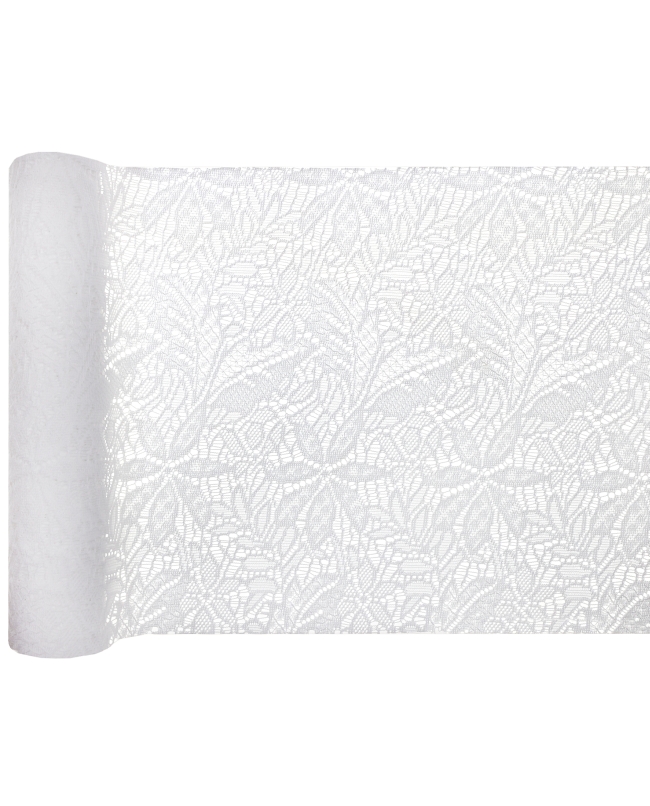 Camino Mesa Encaje Floral Blanco 26cm x 3m Poliester ***OFERTA DTO NO ACUMULABLE