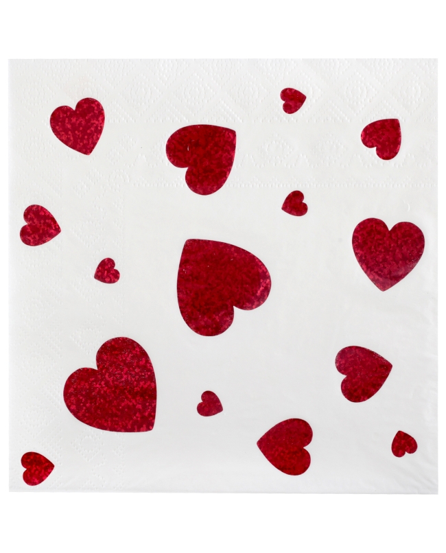 Servilletas Corazones Rojo 33 X 33cm Papel 3C ***OFERTA DTO NO ACUMULABLE