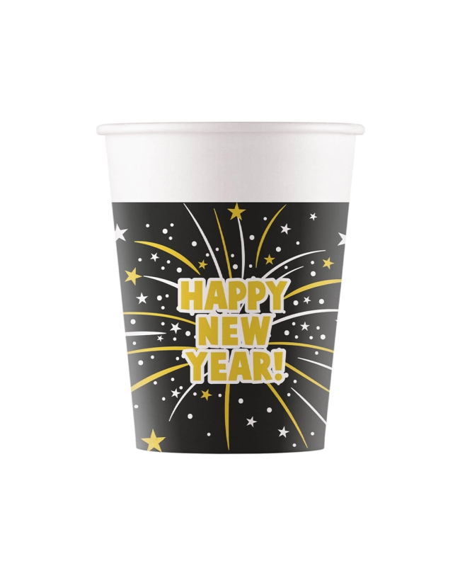 Vasos Papel 200ml H. New Year Negro Fsc