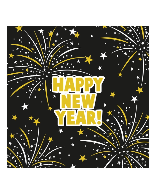 Servilletas 33 x 33cm H. New Year Negro 3Ply Fsc