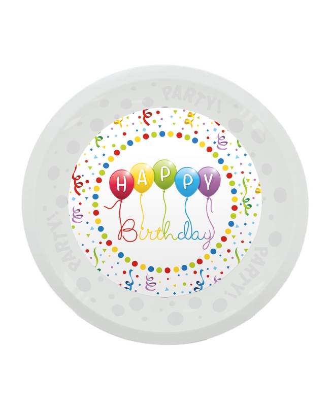 Plato Plastico Reutilizable 21cm Happy Bday Streamers