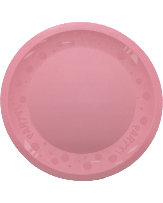 Platos Plastico Reusable 21cm Rosa Pastel