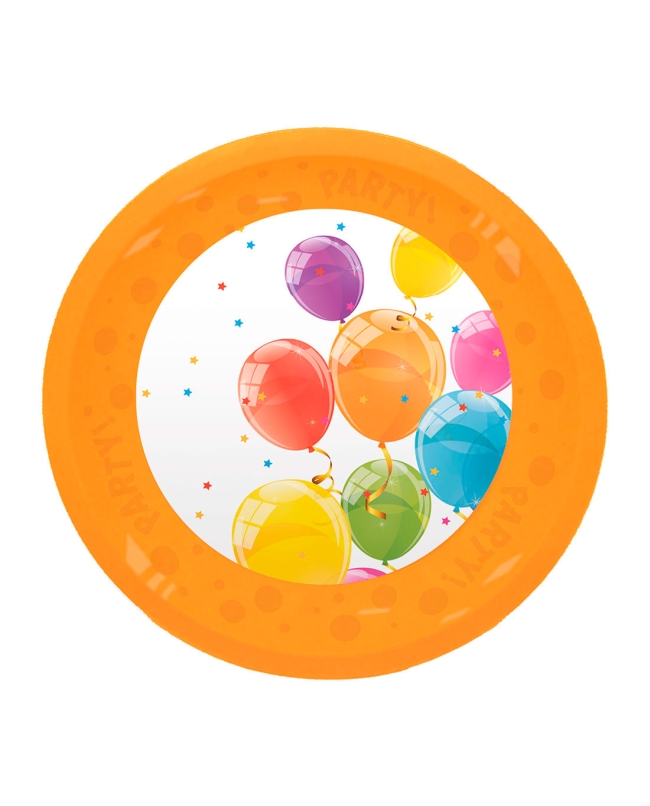 Plato Plastico Reutilizable 21cm Globos