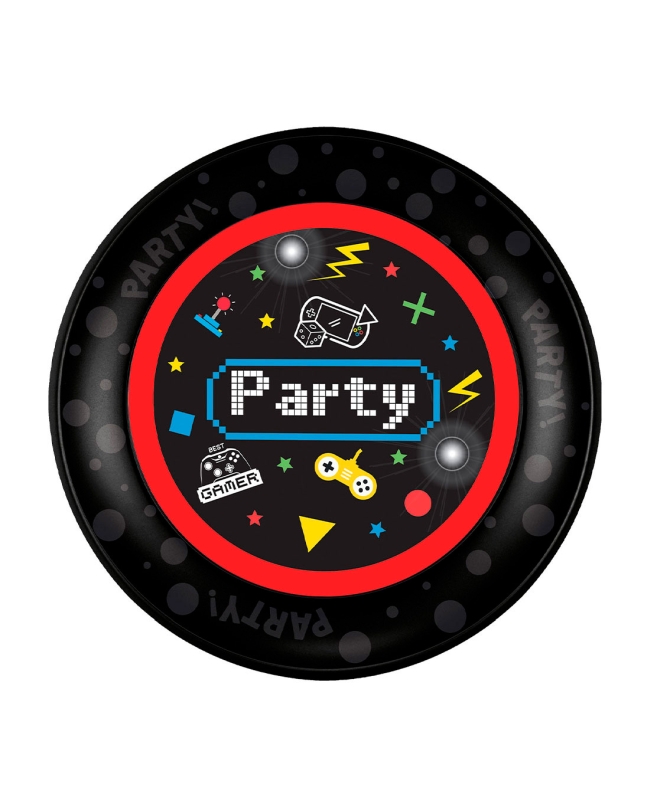 Plato Plastico Reutilizable 21cm Game Party