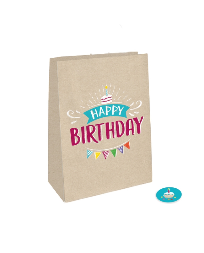 Bolsas Papel Con Pegatinas My Bday Party 14.7X21cm