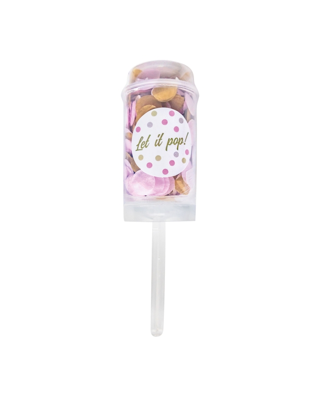 Lanza Confeti Push Pop Blanco-Rosa-Beige