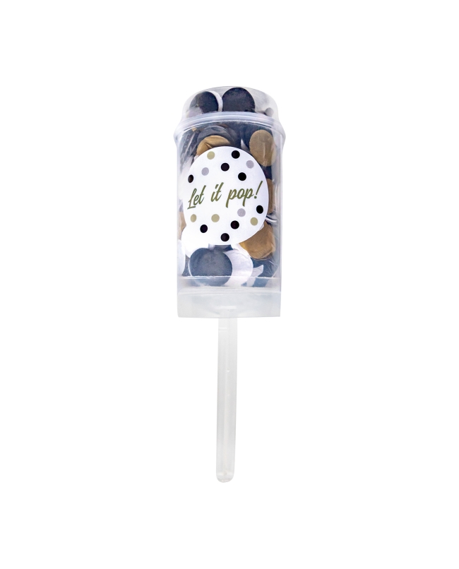 Lanza Confeti Push Pop Blanco-Negro-Beige