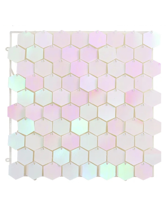 Fondo Pared Panel Lentejuelas 30X30cm Hexagonal Iridiscente